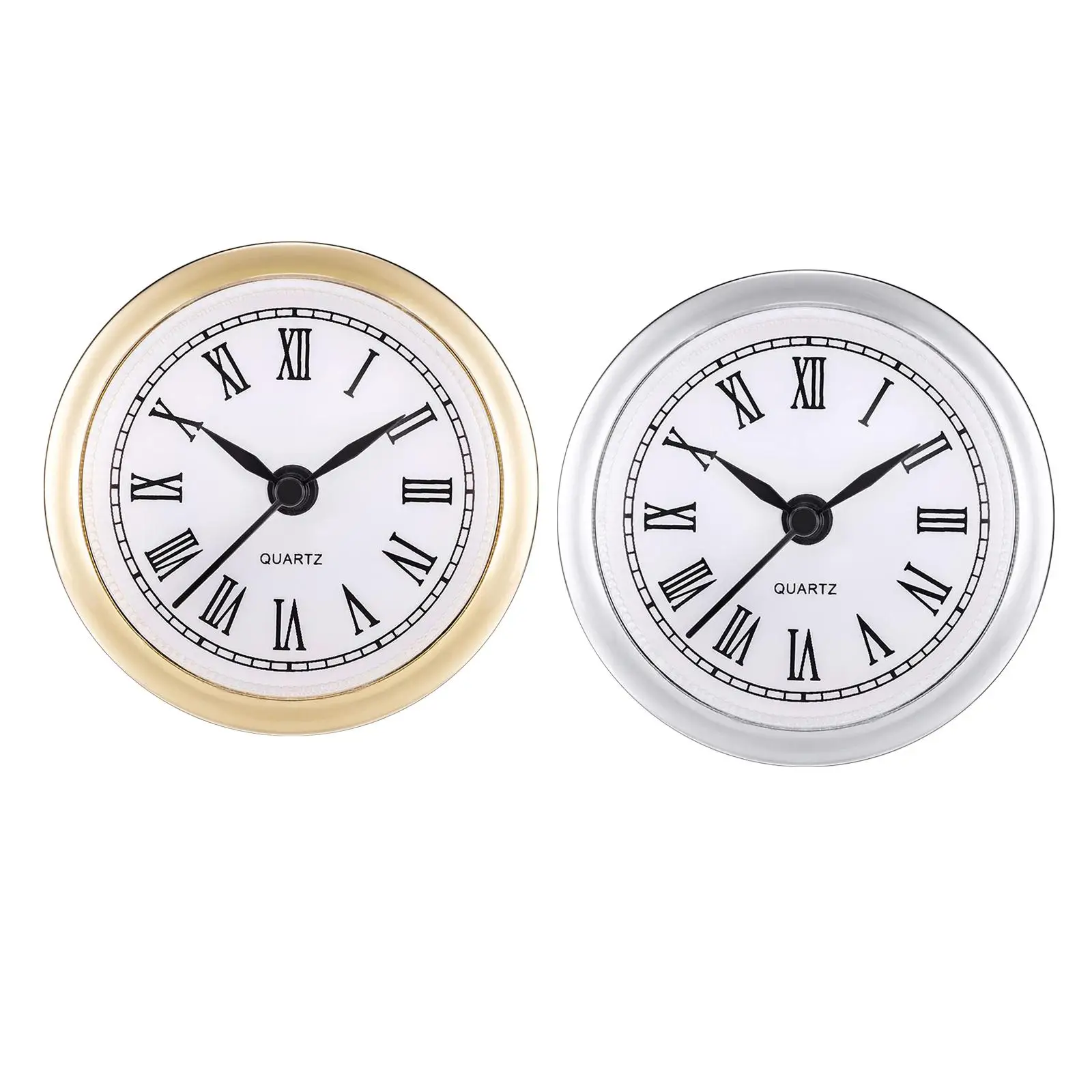 Round Quartz Clock Insert Wall Clock Movement Bezel Roman Numerals Battery Powered 2.4inch/61mm for Bedroom office and home