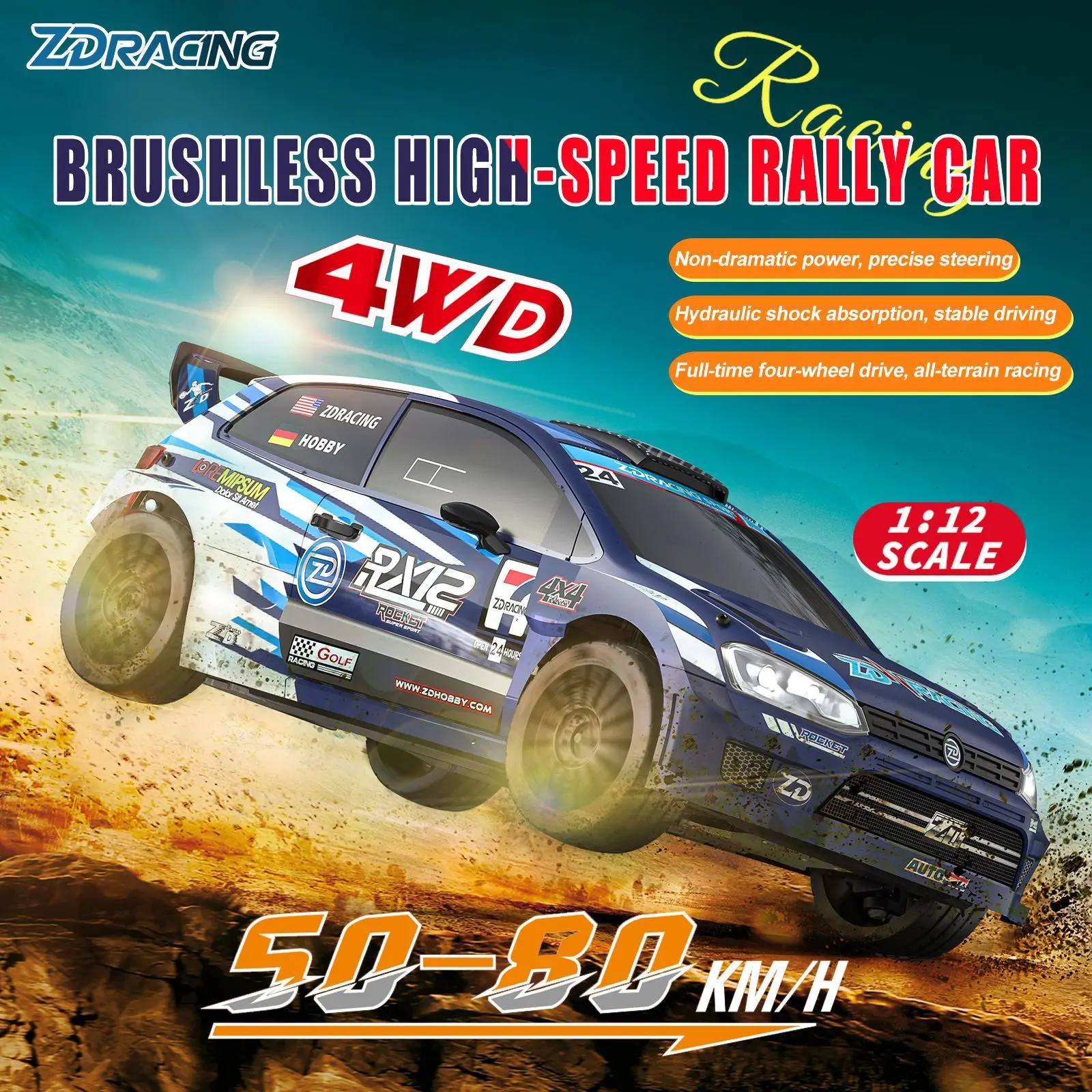 Фото Новая Zd Racing Rx12 1:12, бесщеточная тележка с полным приводом, модель с дистанционным управлением, гоночный автомобиль, радиоуправляемая детская игрушка, подарок на день рождения для мальчика №2