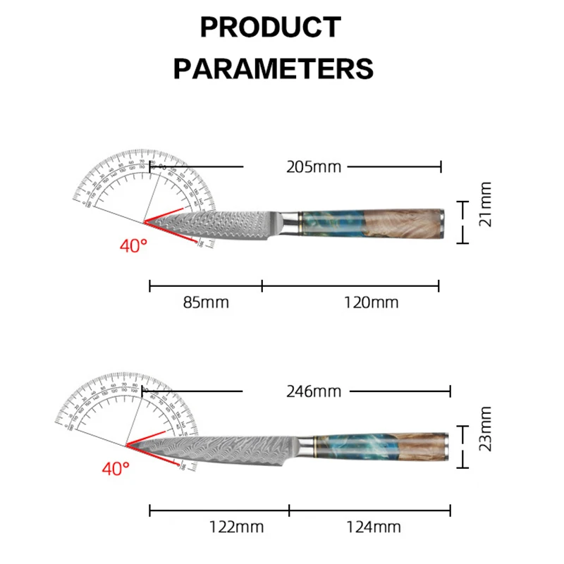 Набор кухонных ножей из дамасской стали 1-9 шт. | Дом и сад