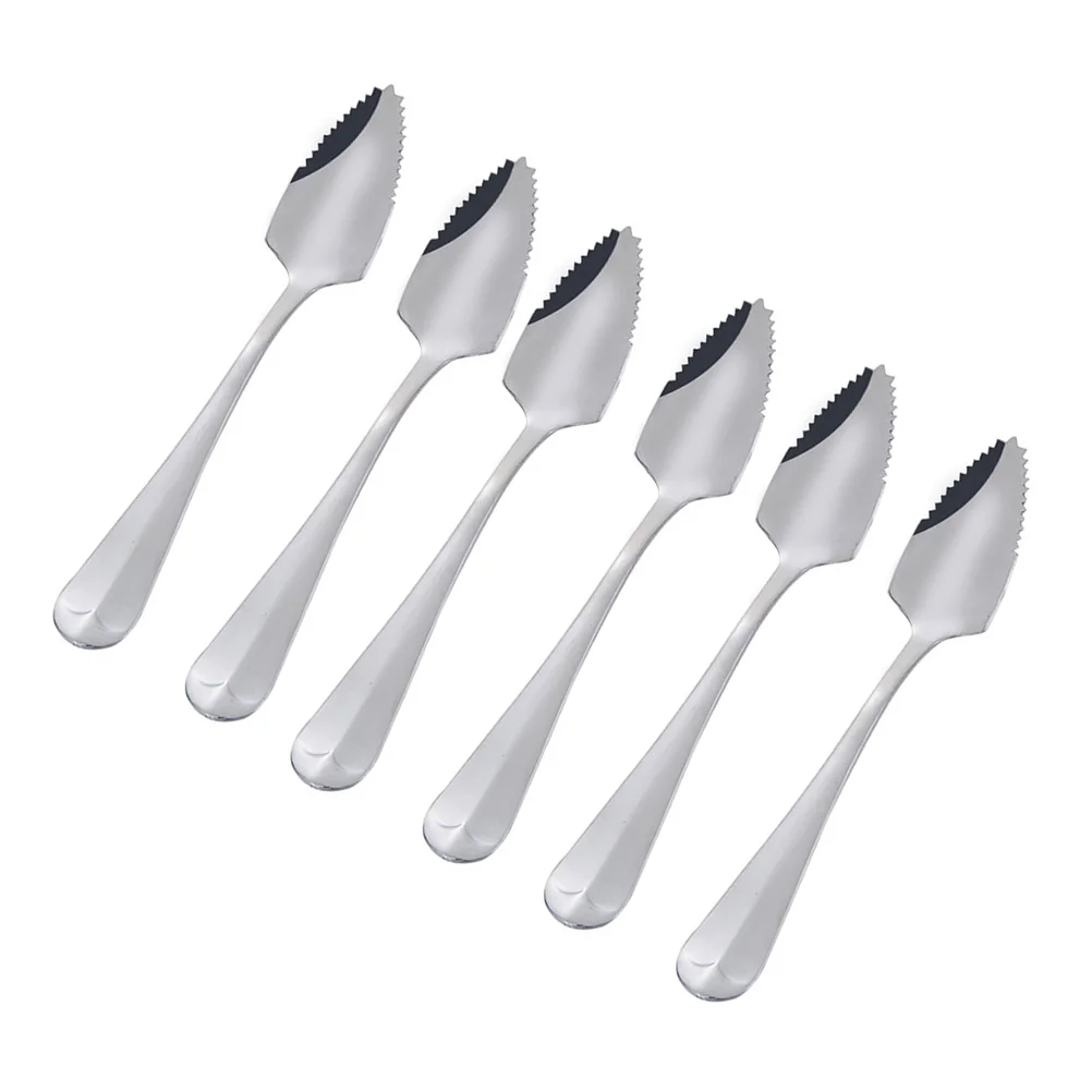 

6 Pcs Baby Spoons Toothed Ice Cream Scoop Stainless Steel Dessert Stainlesss Grapefruit Tool 15.5X2.7X0.5cm Silver