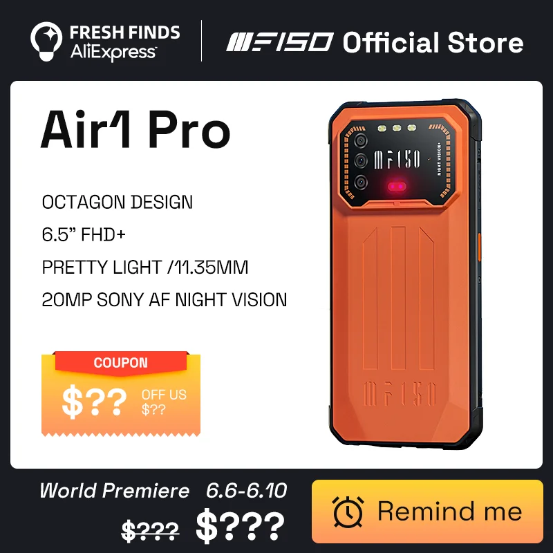 Смартфон IIIF150 Air1 Pro, 6,5 дюйма, IP68/IP69K, 6 + 128 ГБ, 48 МП, NFC, Android 12