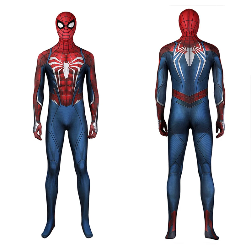 Superhero The Spider PS5 Cosplay Peter Parker Cosplay Costume Jumpsuit Mask Boots Halloween Zentai Suit for Men Adult
