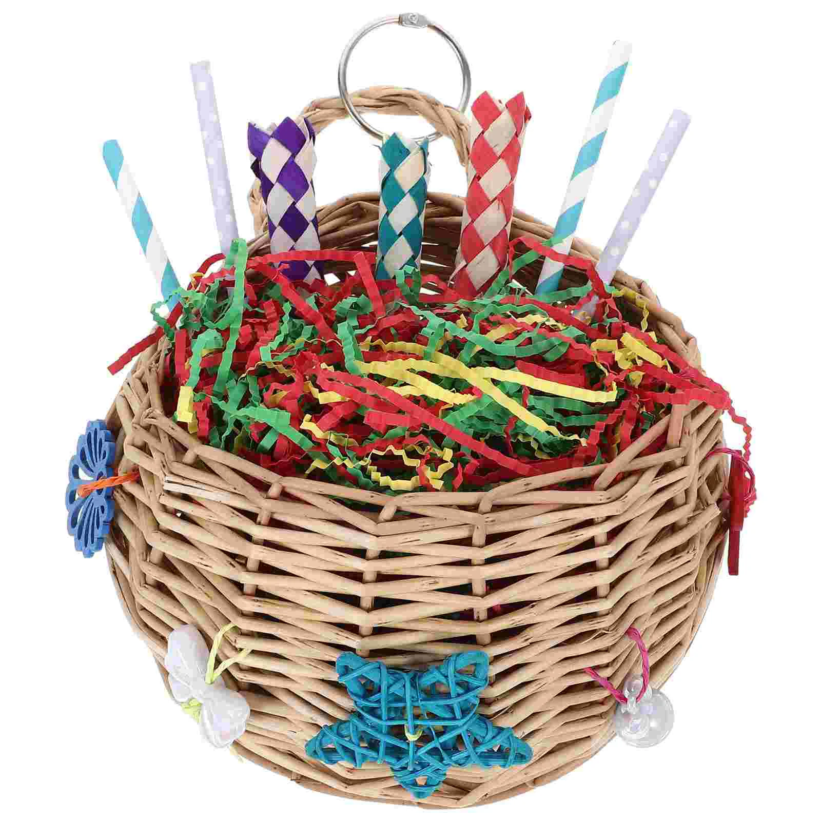 

Wooden Toys Bird Chewing Birds Parrot Cage Shredding Paper Parakeet Wooden Hanging Foraging Accessories