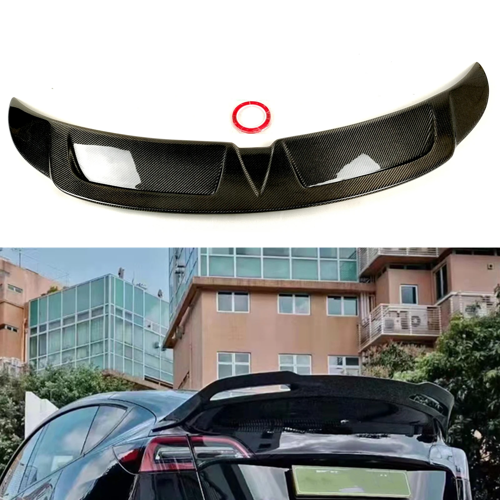 

Задний спойлер для Tesla Model Y 2020-2022, крыло из настоящего углеродного волокна, отделка багажника, крышка багажника, разделитель крышки багажник...