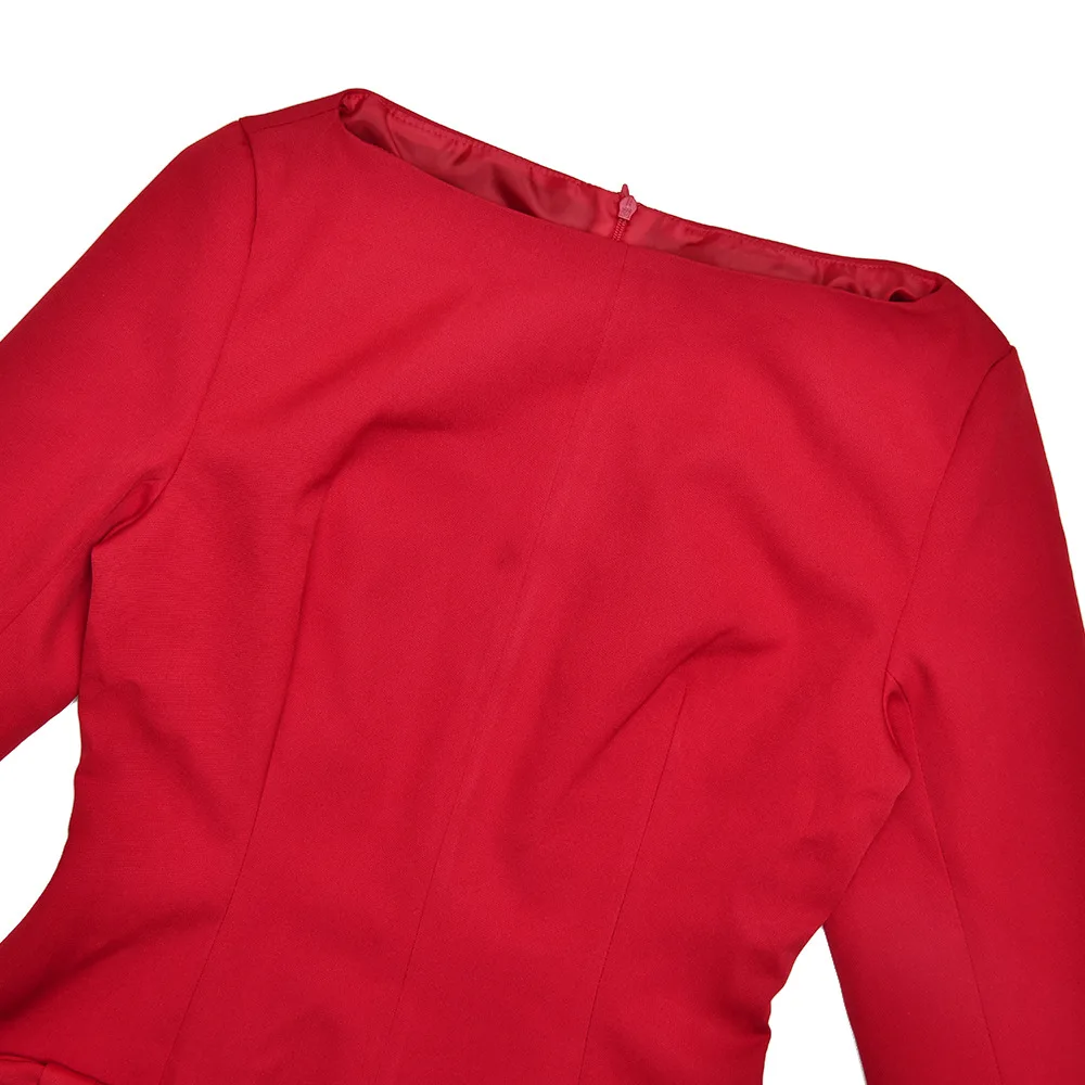 Женское платье трапециевидной формы с бантом и круглым вырезом