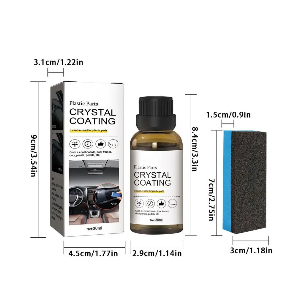 

30 мл восстановитель пластика для автомобиля, простой в использовании ремонт пластиковых деталей, средство для восстановления кристаллического покрытия с губкой, длительный срок службы