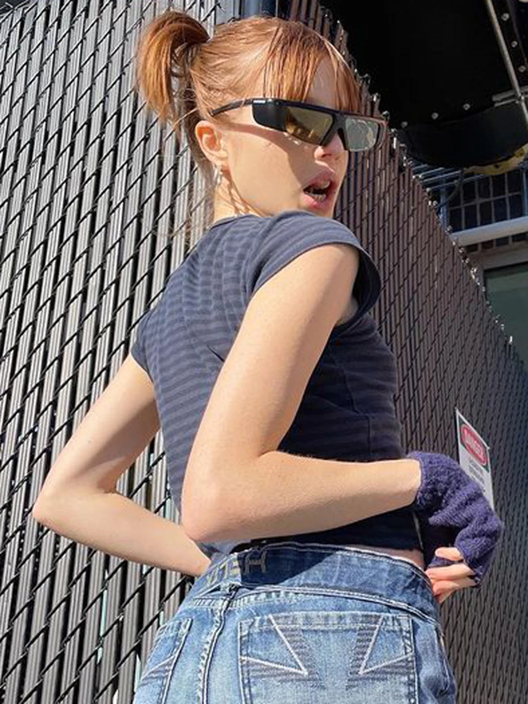 

Vintage Striped Slim Crop Top Women Summer Casual O Neck Short Sleeve Cotton T-shirt Femme Retro Streetwear Y2k Tops 2022