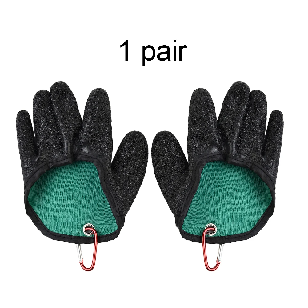 

1PC/Pair Non-slip Fishing Gloves Kit Latex Coating Magnetic Hook Anti-Puncture Anti-waterproof Black Gloves Fishing Tools