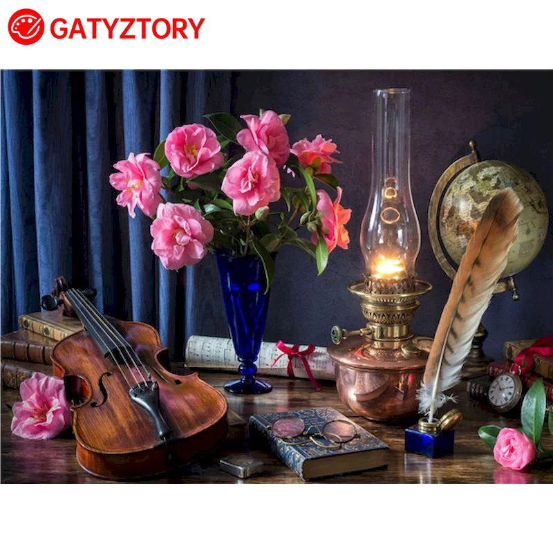 

GATYZTORY 60x75cm Frame Diy Oil Painting By Numbers Kits Flowers Picture Acrylic Wall Art Home Decors Coloring By Numbers