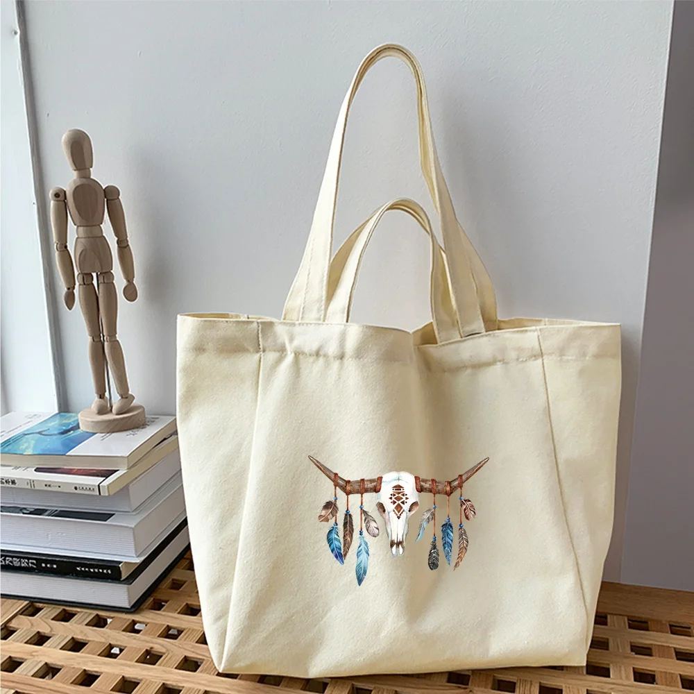 Color Funny Pattern Shopping Bag Reusable Foldable Canvas Tote Bag Cute Grocery Bag Portable Large Capacity Shoulder Bag HandBag