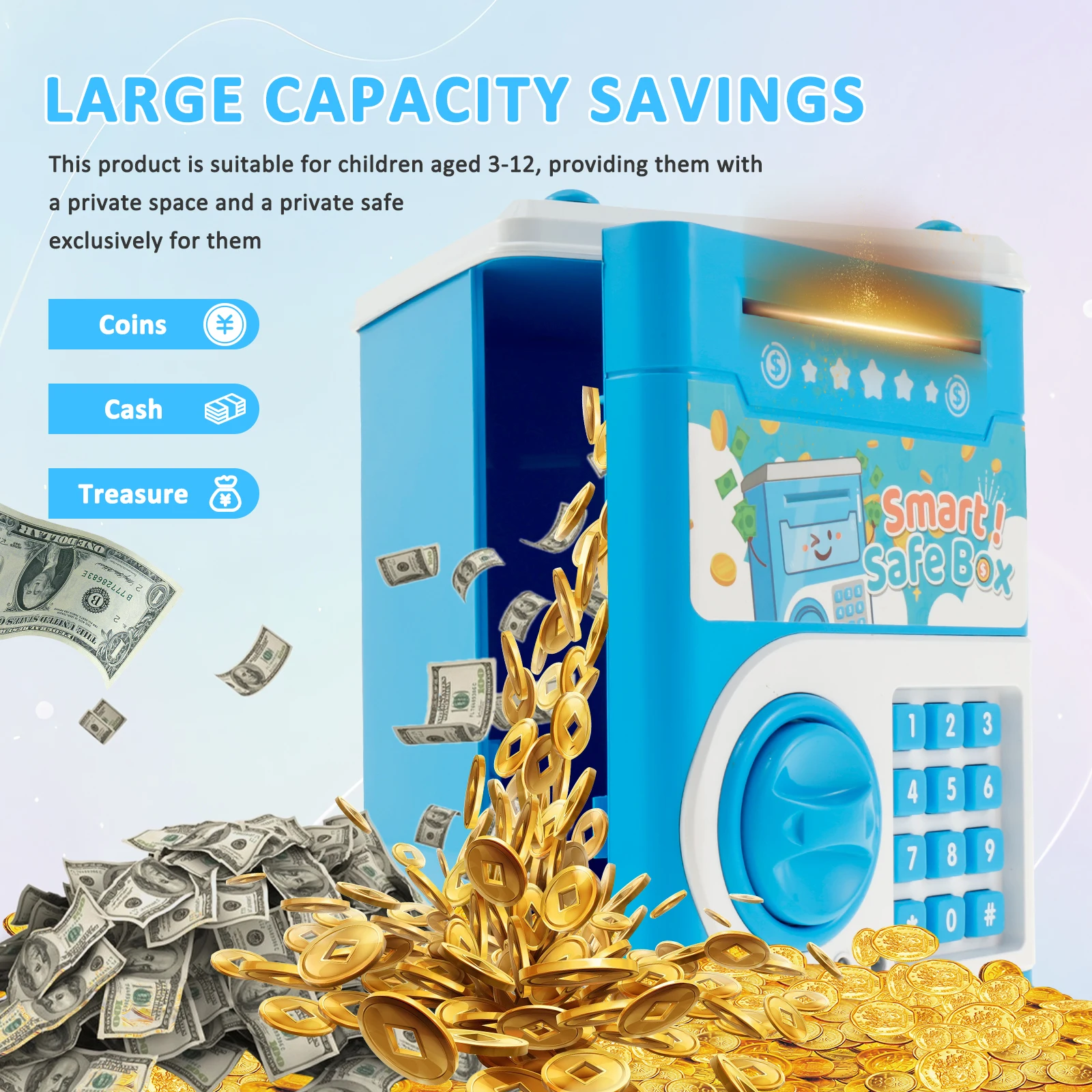 Детская копилка милая детская с паролем и игрушечной банкнотой электронный код