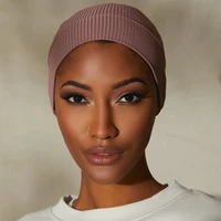 muslim women ribbed inner hijab caps islamic tube underscarf bonnet stretch headband turban musulman femme head wraps