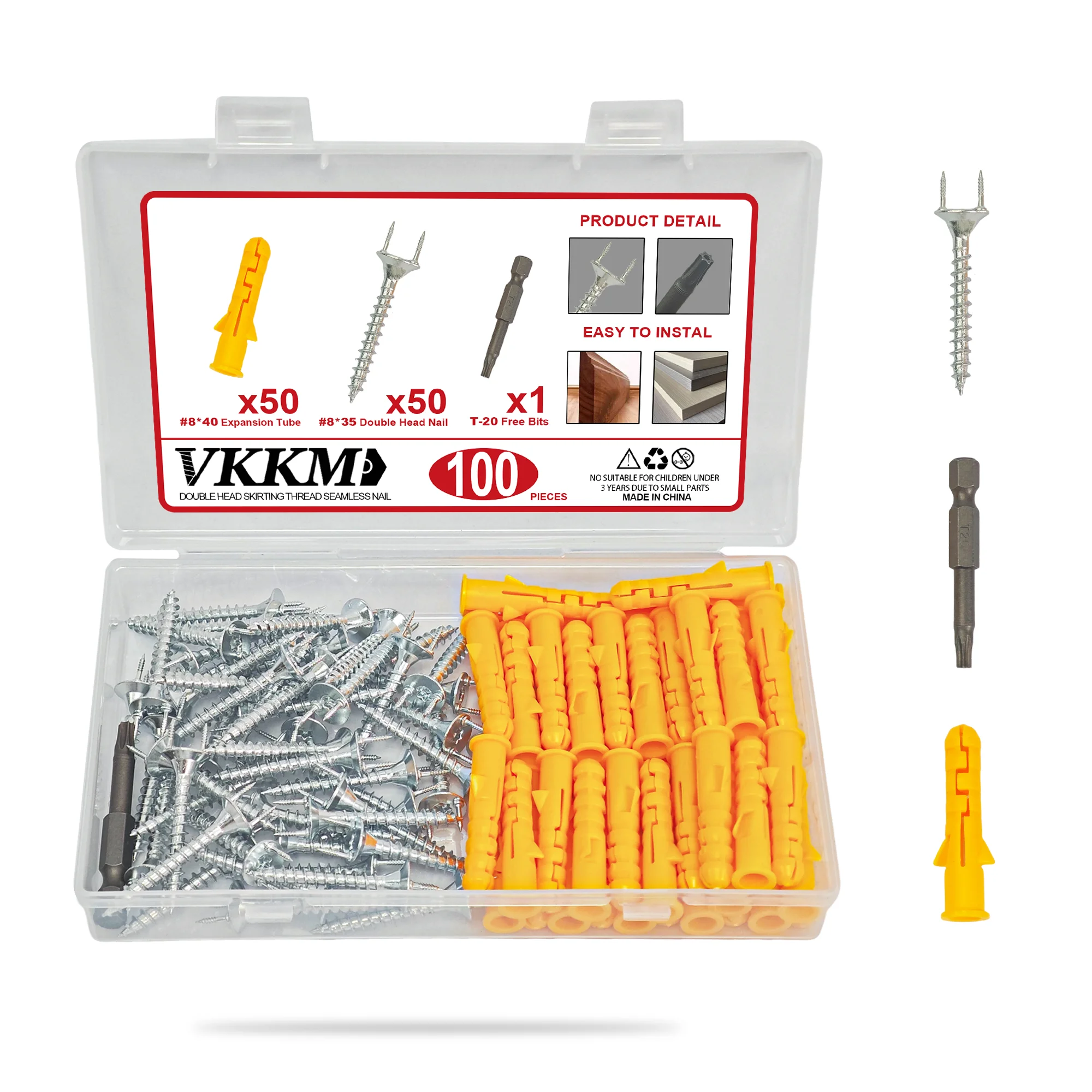 

Набор гвоздей для плинтуса с двойной головкой VKKM — набор из 100 предметов, # Расширительные трубки 840 и # 835 гвозди с двойной головкой