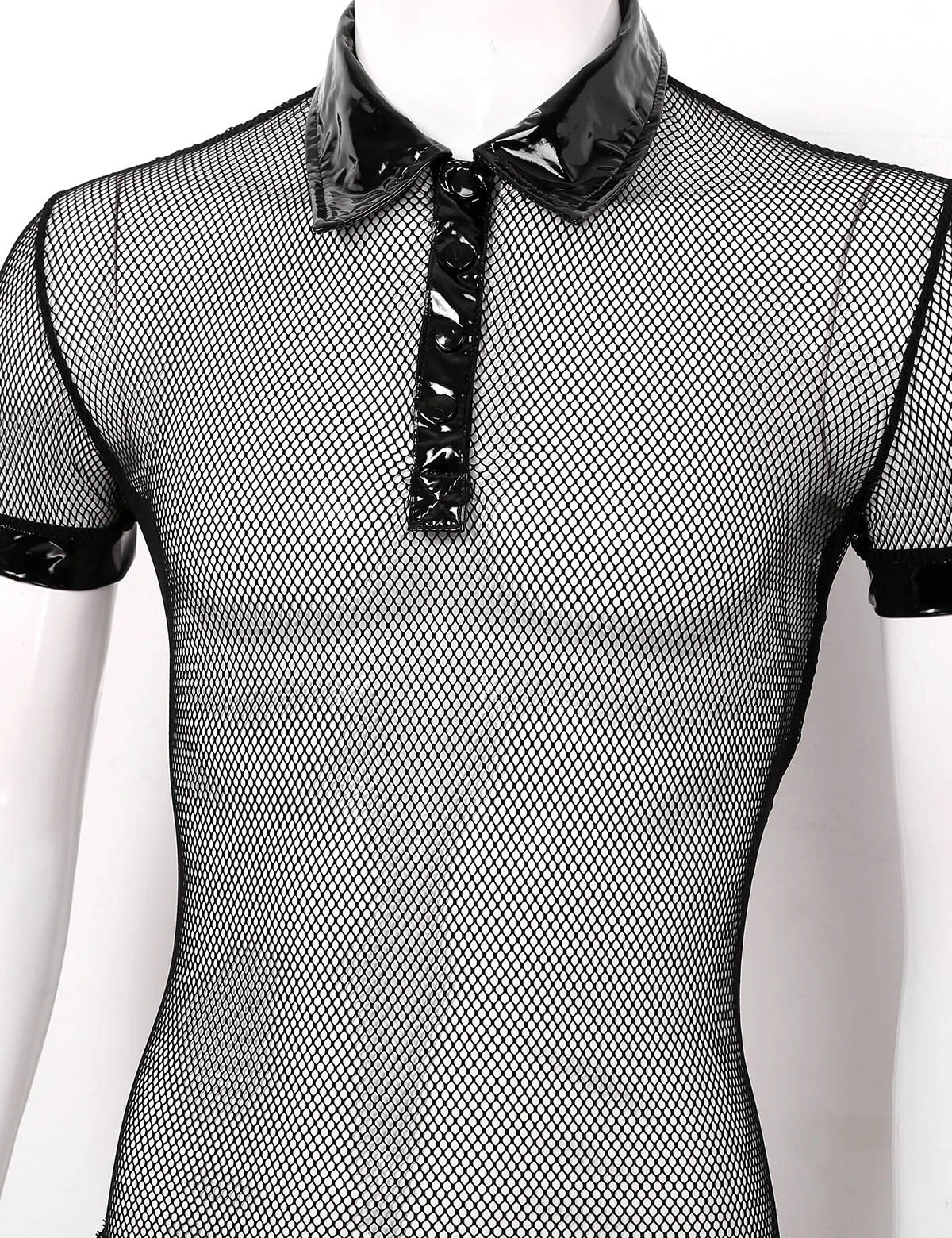 

Мужская Прозрачная Футболка с отложным воротником и коротким рукавом