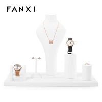 jewelry display stand microfiber necklace ring watch ear jewelry counter display set white earrings display