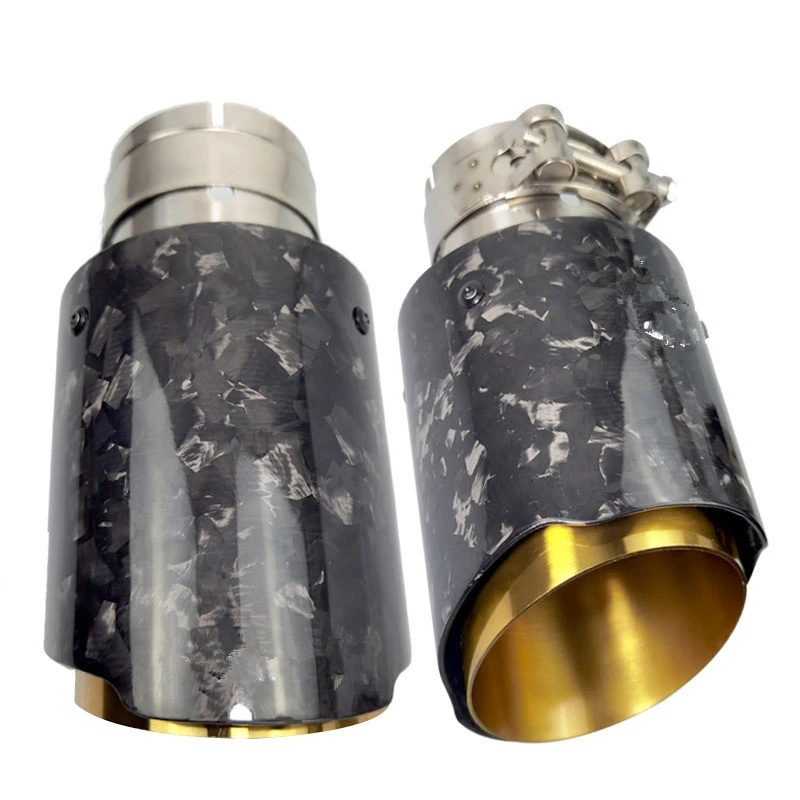 

1Pcs Car Exhaust Pipe Universal Muffler Tail Pipe Muffer Tip Exhaust Tip Blacking Steel Pipe Gold Carbon Straight Edge