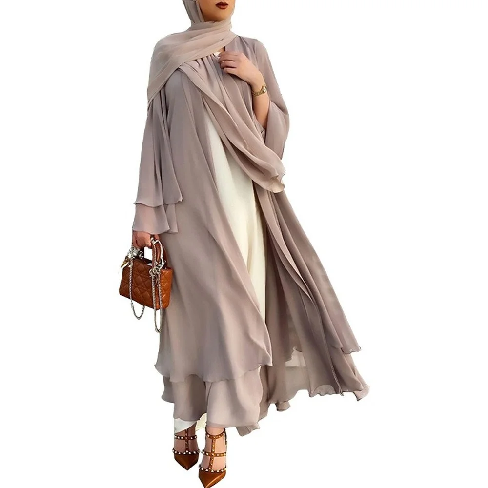 

Рамадан открытая шифоновая абайя Дубай женский сарафан уличный хиджаб длинный халат мусульманская модная одежда индейка Vestido De Mujer