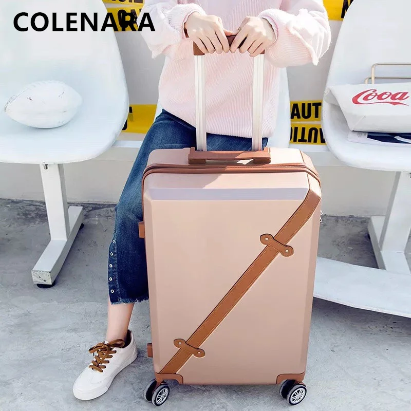 COLENARA 20/22/24/26Inch High-quality Suitcase Men's Fashion Universal Wheel Trolley Case Girls Handbag Set Rolling Luggage