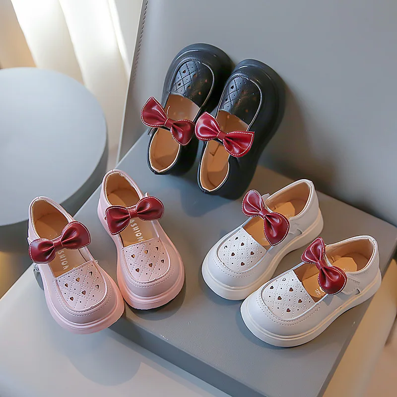 

2023 детская кожаная обувь на весну и осень, обувь принцессы для девочек, обувь для выступлений в британском стиле, детская обувь с вырезами, G01113