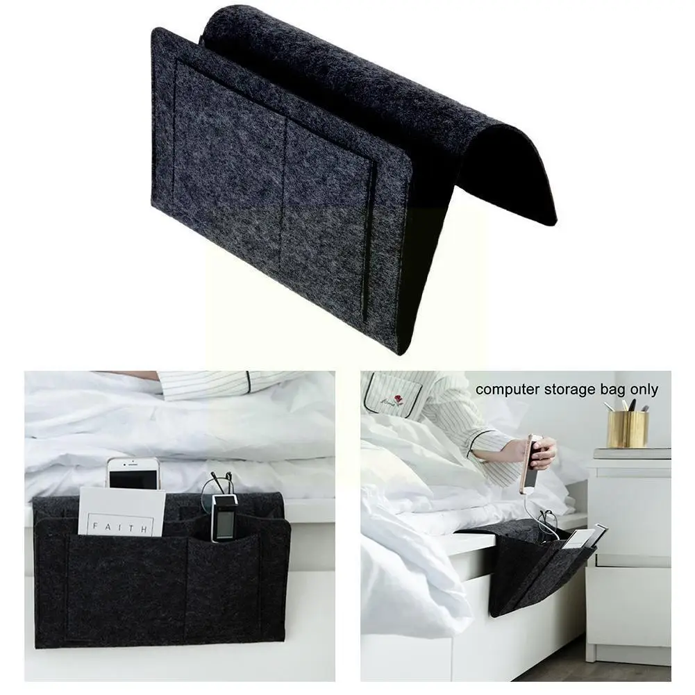

/black/brown High Quality Felt Bedside Storage Bag Storage Hanging Bag Bedside Organizer For Books Magazines Kindle Ipa X6j6