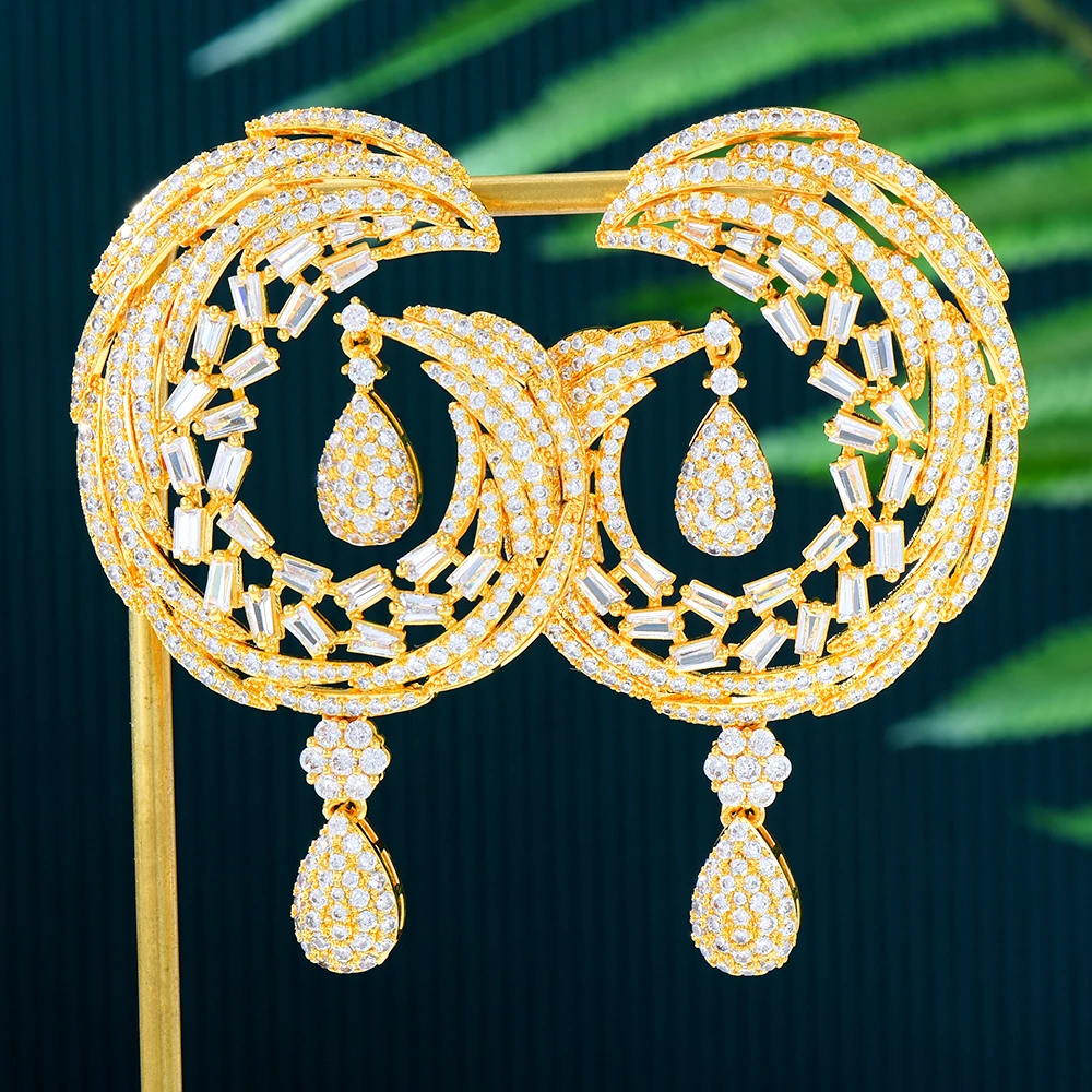 

Blachette 2022 Luxury Geometry Waterdrop Dangle Pendant Earrings Women Banquet Daily Celebration Dubai Jewelry Accessory Female