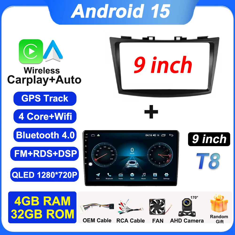 

Android 15 для Suzuki Swift 4 2011 2012 2013 2014 2015, беспроводной Android Auto Carplay, автомобильный радиоприемник, мультимедийный плеер, GPS-навигация