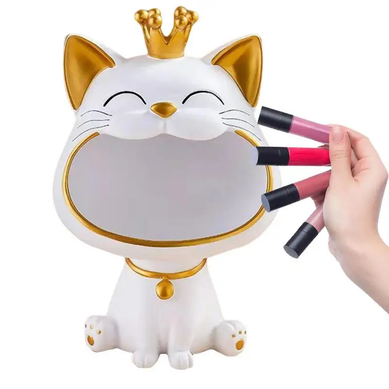 

Resin Lucky Cat Statue Sculpture Home Table Decoration Miniature Figurine Sundries Storage Box Modern Art Ornaments