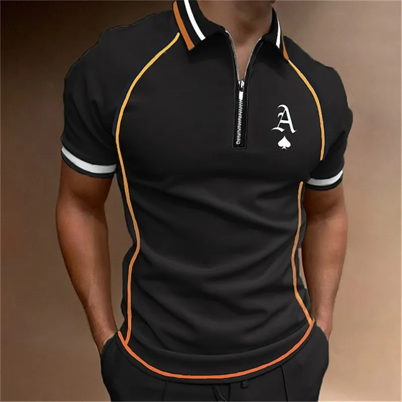 

2023 New Short Sleeve Lapel T-Shirt Men's Summer Slim Polo Shirt Breathe Top Oversize S-3XL