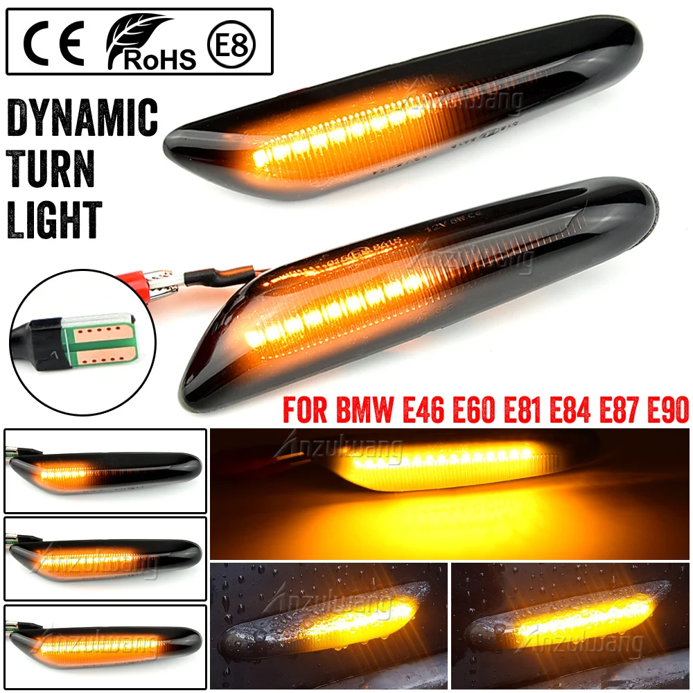 

2pcs for BMW Led Dynamic Side Marker Turn Signal Light Sequential Blinker Light for E90 E91 E92 E93 E60 E87 E82 E46 Error Free