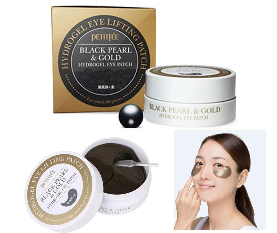 PETITFEE Black Pearl Gold Hydrogel Eye Patch 60pcs Gel Mask Skincare Dilute