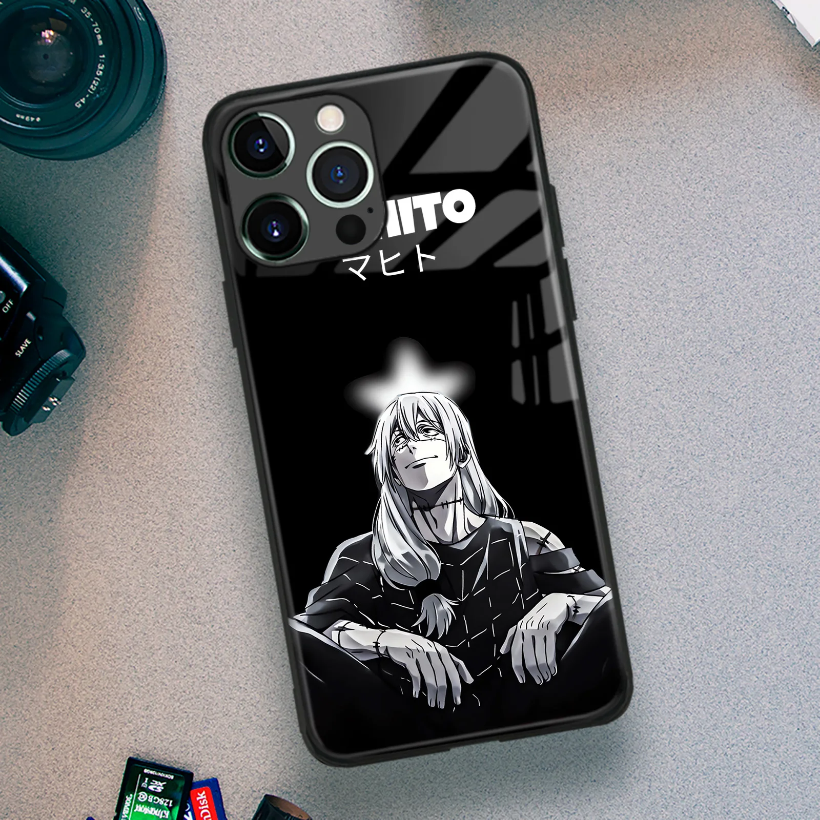 Чехол для телефона из закаленного стекла ТПУ Mahito с персонажем аниме iPhone 16 15 14 11 Pro