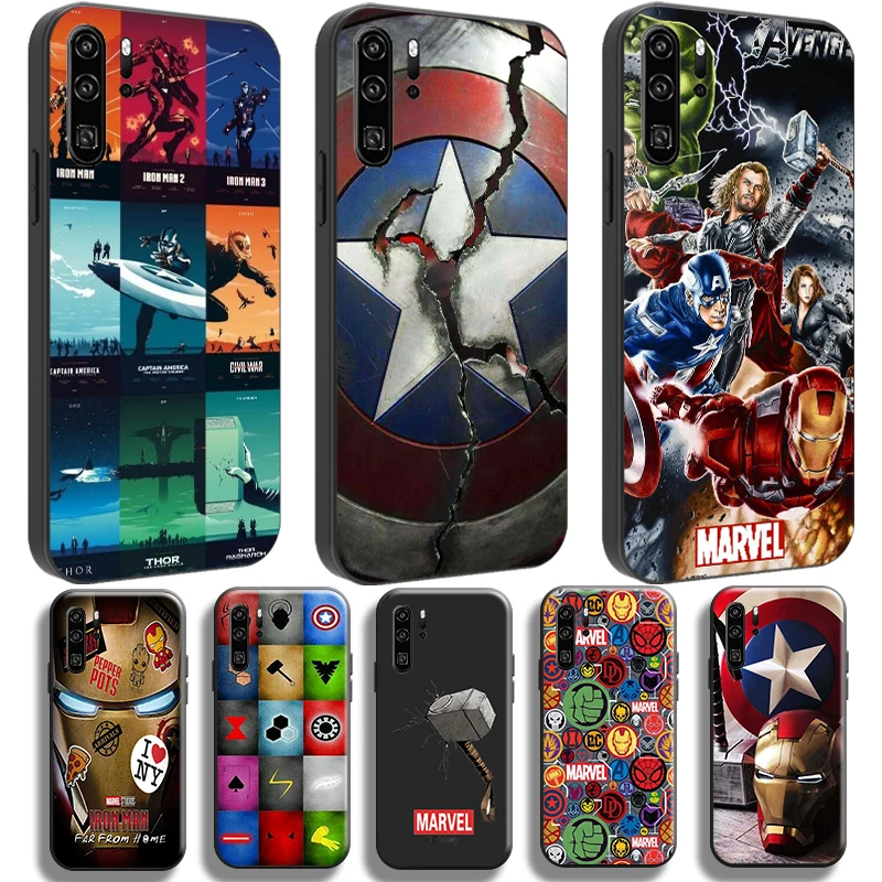 

Marvel Avengers Iron Man Phone Case for Huawei P50 P40 P30 P20 Pro Lite 5G P Smart Z 2019 2021 Black Silicone Cover Carcasa