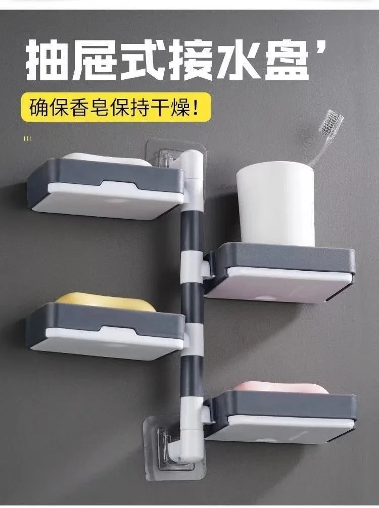 

Hole Free and Rotatable Soap Boxes Multi Functional Soap Dish Flower Foam Bathroom Storage Bathroom Accessories Sets Holder Home