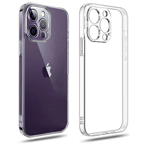 Прозрачный силиконовый чехол для телефона iPhone 15, 14, 13, 12, 11 Pro Max Mini X XR XS 7, 8 Plus SE, защитный чехол для объектива, прозрачная задняя крышка