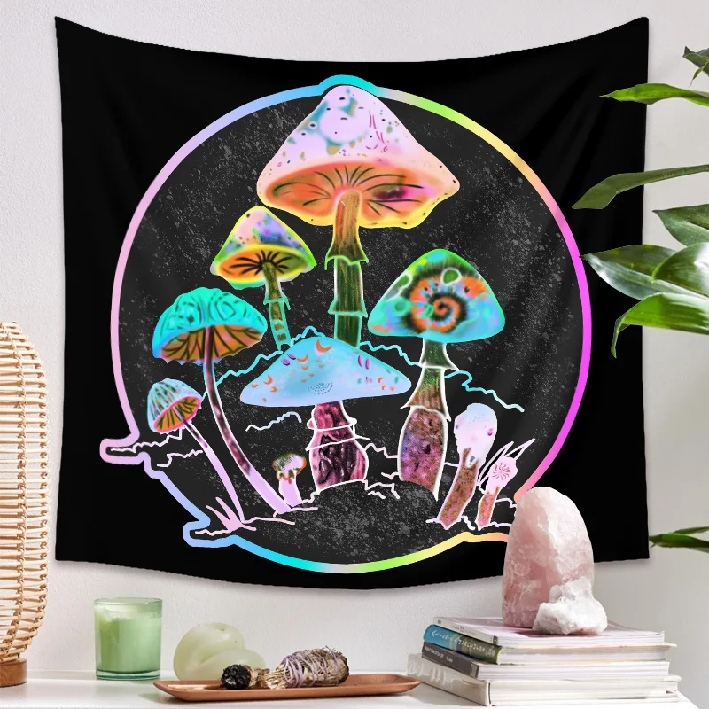 

Psychedelic Mushroom Tapestry Wall Hanging Bohemian Witchcraft Girl Dormitory Aesthetics Room Home Decor