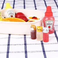1set mini seasoning sauce bottle cute cartoon small sauce containers soy sauce seasoning bottle for bento box kitchen accessorie