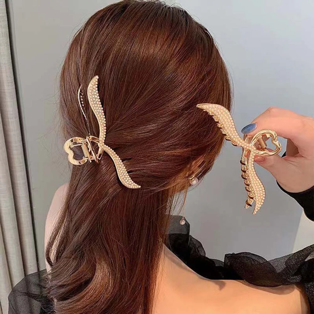 

Женский зажим для волос, жемчужный зажим для волос для девушек, зажим на тыльную сторону Головы Акулы, боковой зажим, заколка для волос, укра...