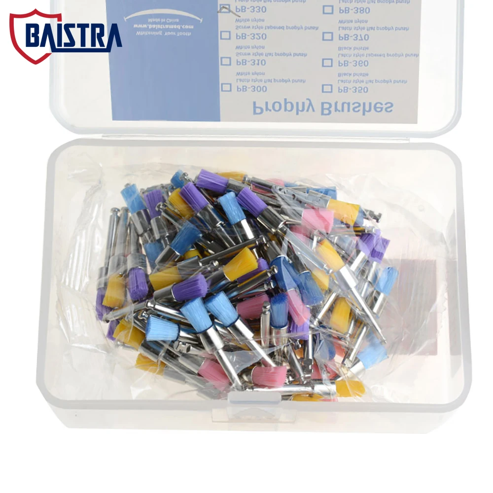 100 Pieces/Box Dental Polishing Brushes Flat Type Colorful Nylon Polisher Dentistry Disposable Teeth Cleaning Tools