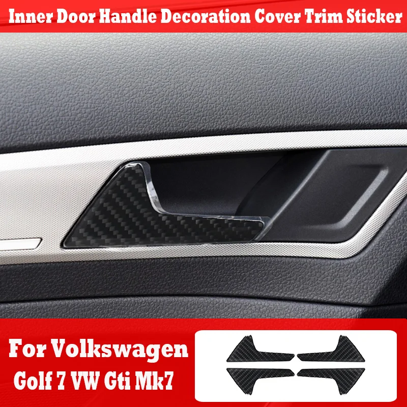 

For Volkswagen Golf 7 VW Gti Mk7 2014-2019 Real Carbon Fiber Car Interior Parts Inner Door Handle Decoration Cover Trim Sticker