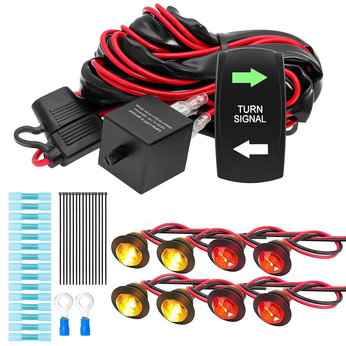

Универсальный Комплект Индикаторных Ламп Тумблера Для ATV UTV - Жгут Проводов Бокового Указателя Поворота