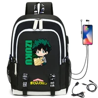 my hero academia izuku backpack with usb charging port cute mha cosplay bookbag for boys girls gift school mochila