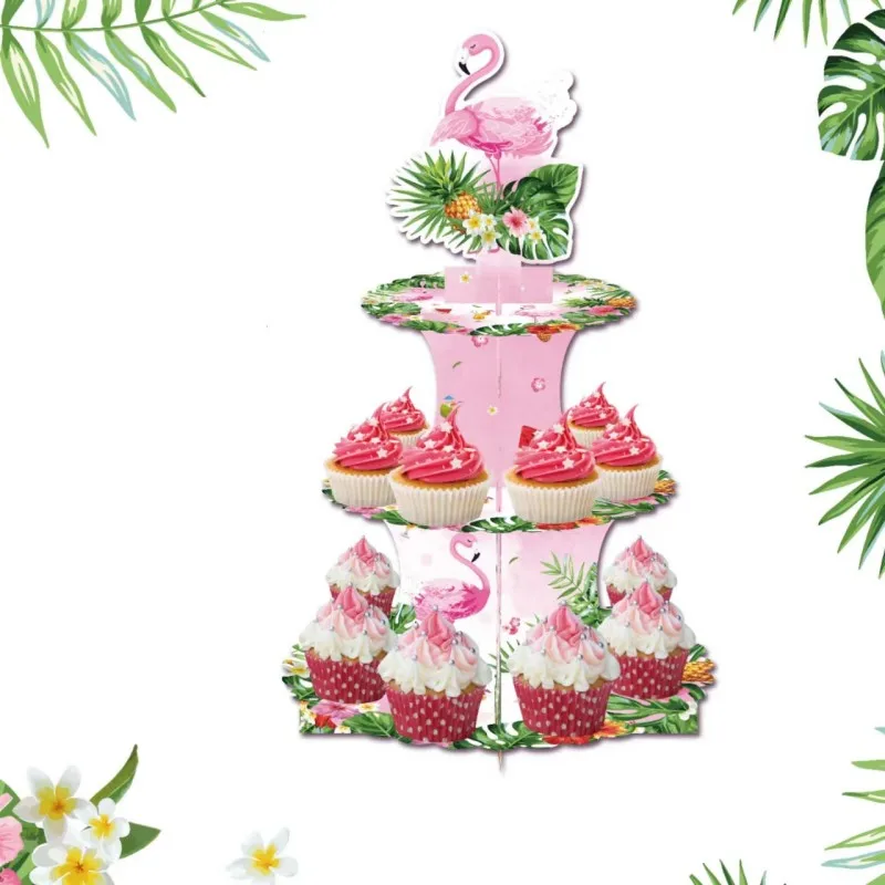 

Summer Hawaiian Children's Party Dessert Cake Decoration Table Pink Flamingo Cupcake Stand Birthday Party Supplies