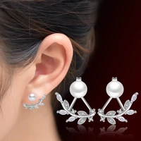 new arrival fashion pearl flower crystal 30 silver plated ladies stud earrings jewelry wholesale gift anti allergy