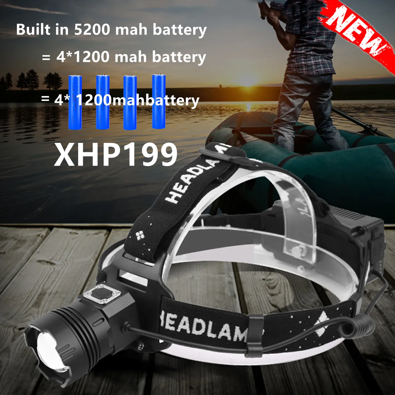 

2021 Newest led Headlamp XHP199 Ultra Powerful Led Headlight 18650 Rechargeable Head Lamp XHP90 Usb Head Flashlight Outdoor Lamp