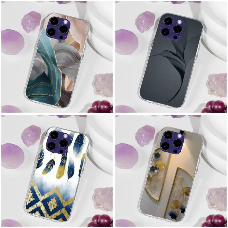 

Feathers And Leaves Phone Case For Iphone 11 12 13 14 Pro Max 7 8 Plus X Xr Xs Max Se 2020 Mini Transparent Case