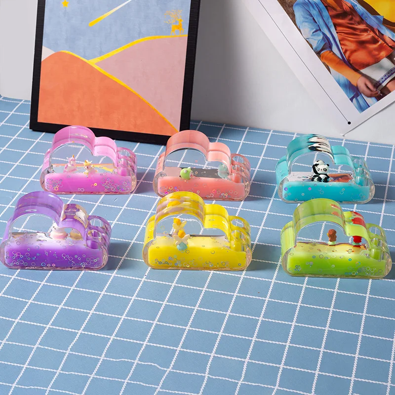 

New Creative Card Love Cartoon Clouds Desktop Animal Small Ornaments Crystal Craft Gifts Liquid Into Oil Ornaments Acrylic Home