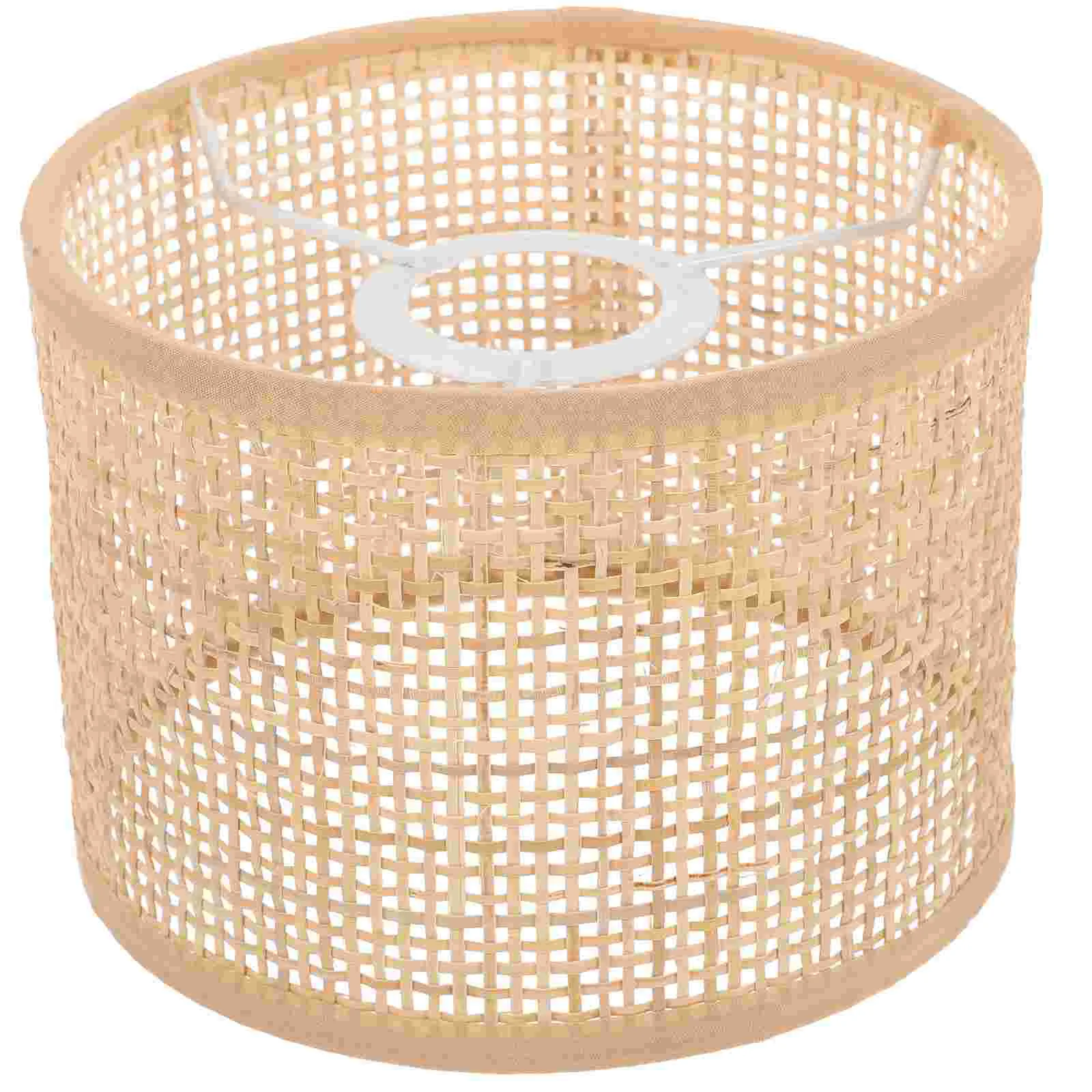 

Woven Lampshade Adornment Home Vintage Desk Weaving Craft Decor Accessory Basket Rattan Light Cover