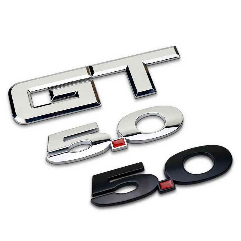 

3D Metal Silver Black Logo GT 5.0 Emblem Car Fender Badge Trunk Decal For Ford Mustang GT 5.0 Stikcer Accessories