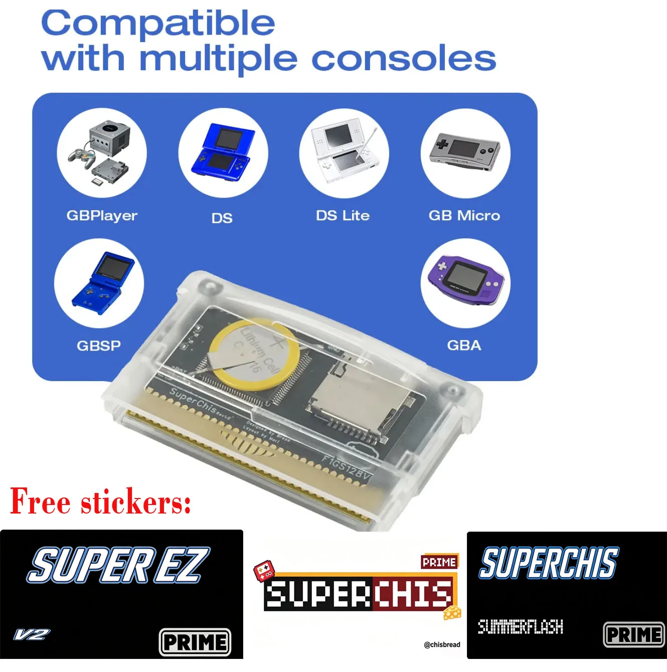 Фото Картридж Summerflash SuperChis Prime Game Reader для Nintendo GBA/NDS/GBA SP/GB Player с SDRAM, на базе SuperFW NOR Flash №1