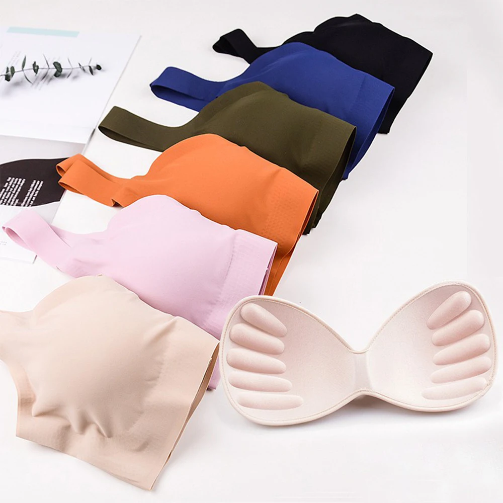 

Womens Seamless Wireless Bras Padded Bralette Yoga Running Sports Crop Tops Vest Breathable Sport Bra Thin Sleepwear